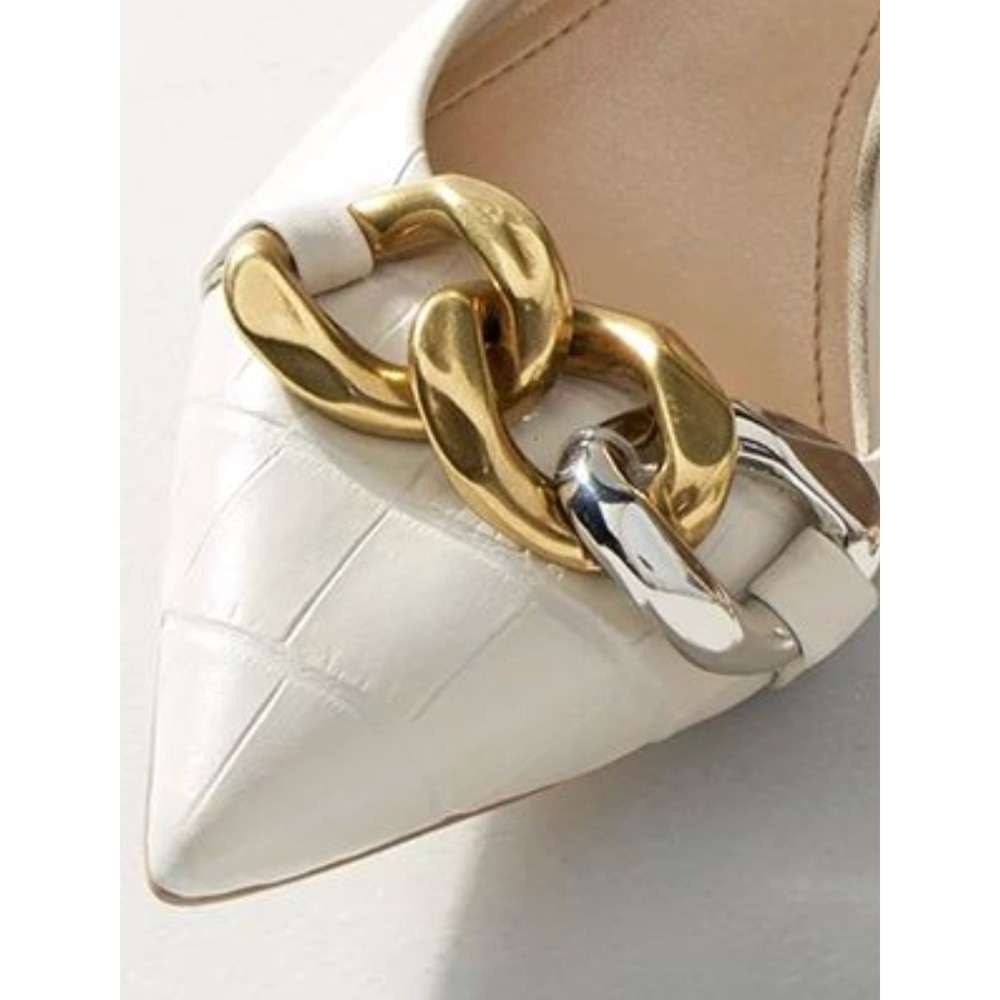 WHITE HOUSE BLACK MARKET SIGNATURE CHAIN CROC LEATHER HEELS PUMPS SHOES SZ 7 - Picture 7 of 16